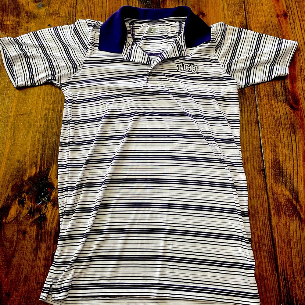 TCU Texas Christian University licensed polo size small. Russell Athletic